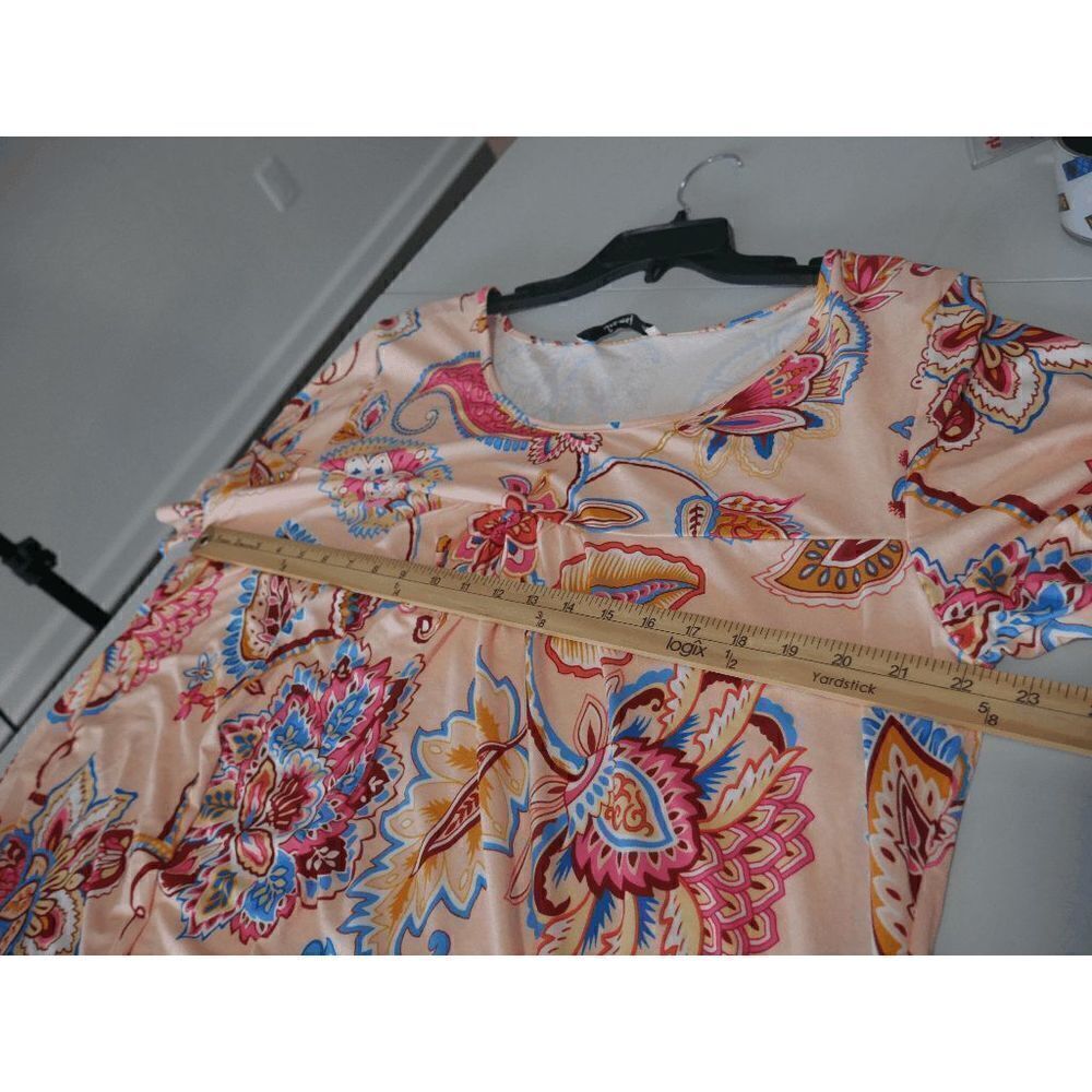 Yellow & Pink Multicolor Floral Pleated Scoop-Neck Top - Picture 4 of 7